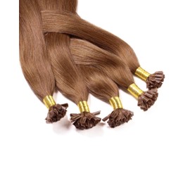 Hair2Heart 150 x 0.5g pre-bonded U-tip strands - 24 ", colour #red, straight