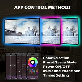L8star 16.4ft Battery Powered Led Strip,6m Battery Operated Color Changing Lights Music Sync App Remote Control RGB USB Led Lights for TV, Party, Room Decoration (16.4FT)