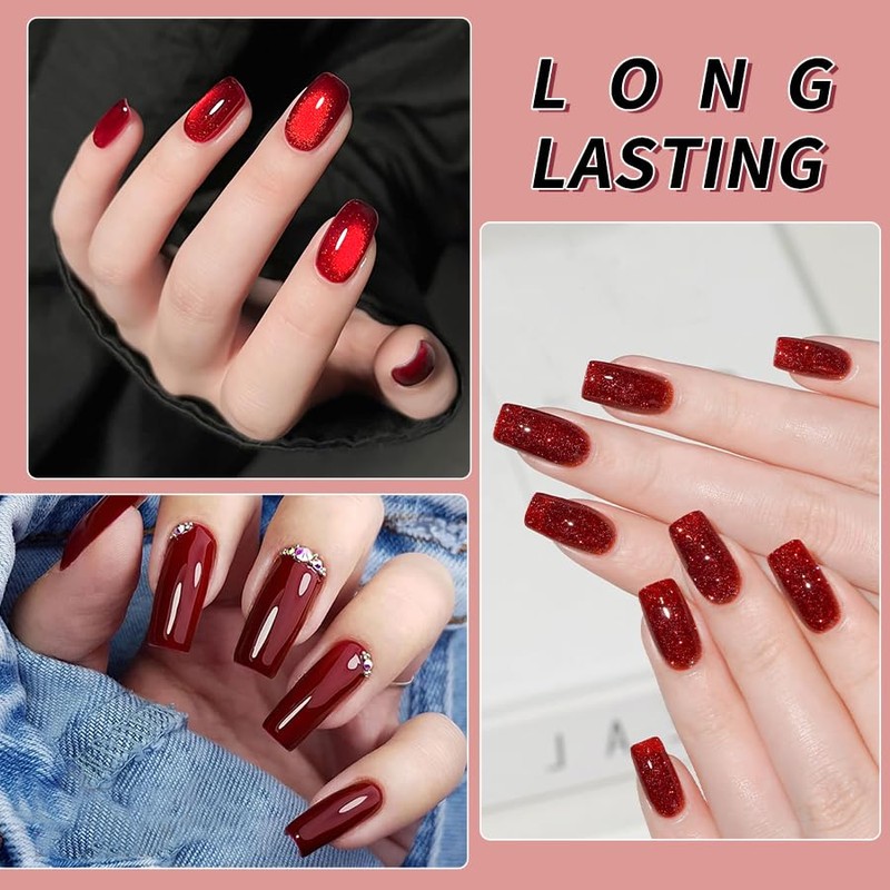 JR 12pcs 12ml Gel Polish Red Series Includes Cat Eye