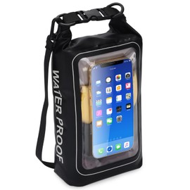 SWOURT Strand Telefon Tasche wasserdicht 2L, trockene Taschen für Kajak wasserdicht-w/Telefon Fall/Tasche Große wasserdichte Telefon Tasche Camping Zubehör Camping Essentials (schwarz 2L)