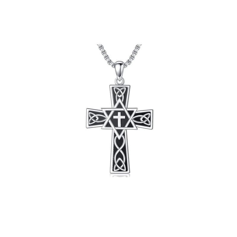 Cross Star of David Celtic Knots 925 Sterling Necklace Faith