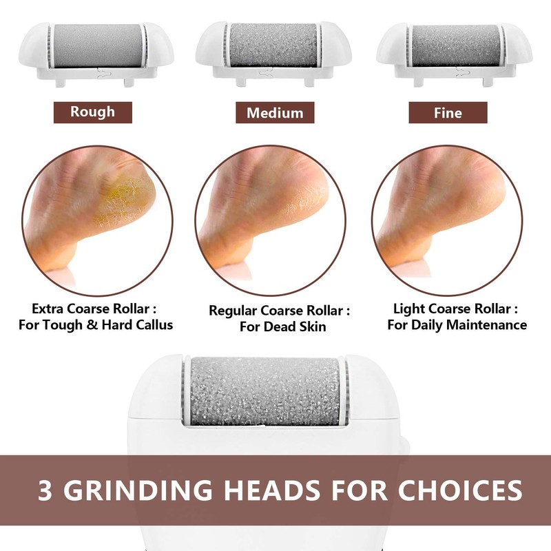 Electric Pedicure Device Replacement Roller Heads,ELMCHEE 3 Different Mineral Stone