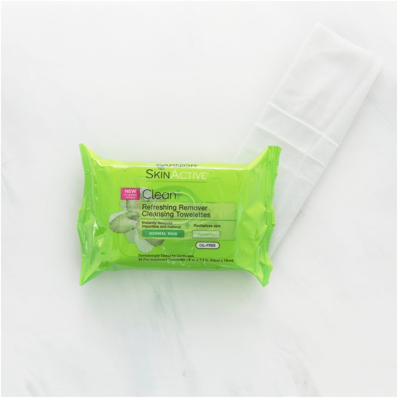 Garnier SkinActive Clean+ Refreshing Makeup Remover Wipes, Normal Skin, 25