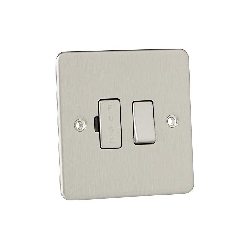 Knightsbridge FP6300BC FPAV6300BC Flat Plate 13A Switched Fused Spur Unit-Brushed