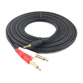 Devinal [50 Feet 1/8 inch Male Stereo to Dual 1/4 Mono Male Audio Cable, 3.5mm TRS to Dual 6.35mm TS Y Splitter Breakout Cord, Gold Plated Heavy Duty Durable 15 Meters