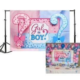 AOFOTO 5x3ft Girl or Boy Gender Reveal Backdrop Baby Shower Party Decoration Photography Background Boy or Girl Banner Pregnancy Announcement Photo Studio Props Photobooth Wallpaper