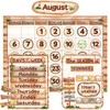 Fancy Land Rustic Classroom Calendar Bulletin Board Set Wood Grain