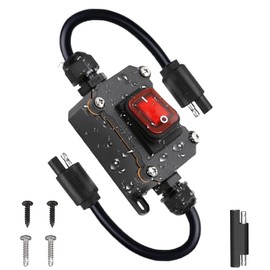 PAGUO Inline 12V Power Switch SAE Connector IP67 Waterproof, SAE Plug with ON/Off Switch Quick Connect Disconnect Snap, 14AWG Heavy Duty Inline Switch for Solar Panel, Motorcycle, RV, Camp Trailer