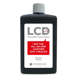 LCD All-in-One Leather dye & Sealer - Repair & Restore Paint, Permanent Colour for Sofas, Shoes, Handbags, Clothing, self Sealing 100ml by The Leather Colour Doctor (Black)