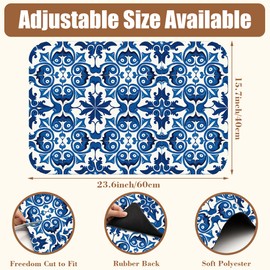 Dish Drying Mat Blue Portuguese Tiles Coffee Bar Mat for Countertop Absorbent Coffee Mat Rubber Backed Hide Stain Dish Drainer Rack Mat Coffee Maker Coffee Pot Dining Room Decoration 15.7 x 23.6 Inch