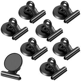 8Pack Strong Fridge Magnets Magnetic Clips Bulldog Clips Perfect for Refrigerator Whiteboard Magnets Photo Displays Home School Use(Black)