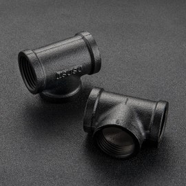 1" Pipe Fitting Tee - Home Expert 20 Pack Threaded Malleable Cast Iron Pipe Fittings for Vintage Retro Steampunk Industrial Shelf Bracket DIY Plumbing