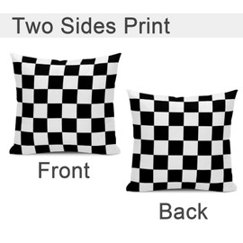 Qwalnely 2 Sets Checkered Decorative Throw Pillow Covers, 20x20 Inch for Living Room Couch Bed Sofa, Black and White Plaid Home Decor, Soft Cushion Case