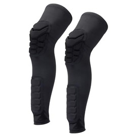 PATIKIL L Knee Calf Pads, 2 Pack Knee Braces Pad Compression Leg Sleeve Protective Calf Shin Guard for Youth Adults Football Basketball Baseball, Blac