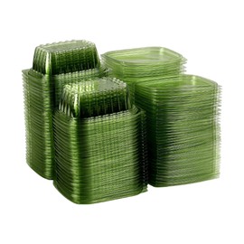 ECO PRODUCTS Compostable 12oz Rectangular Deli Containers With Lids, Pack of 100, Veridian Clear Green Meal Prep, Made from PLA, A Renewable Material Made from Plants, One Lid Fits All