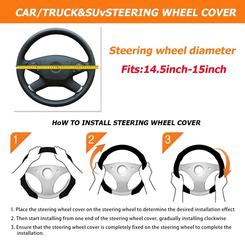 Mandark Car Steering Wheel Cover Suede Sport Vehicle Steer Wheel