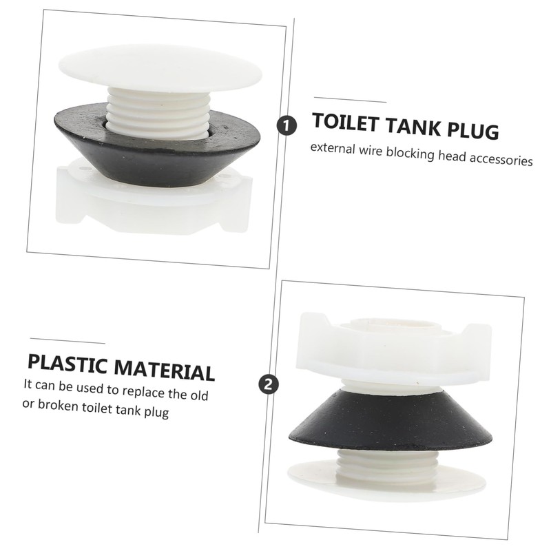 Tofficu 2Pcs Toilet Tank Plug Caps Durable Plastic Water Tower