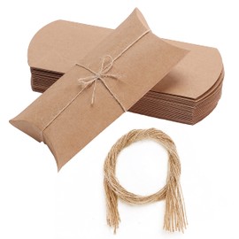 Mr. Pen Kraft Pillow Boxes, 6.3x3.4x1.3 in, 25 Pack with Jute Twines, Kraft Gift Boxes, Paper Boxes for Gifts