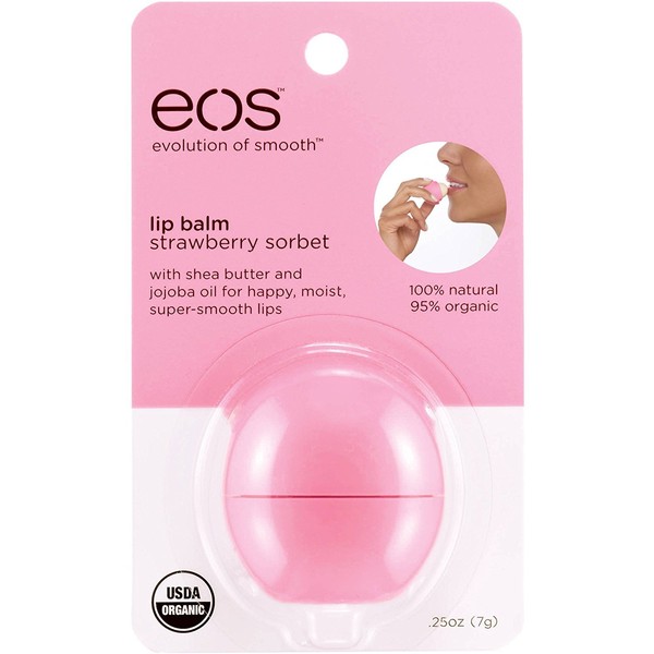 eos Smooth Lip Balm Sphere, Strawberry Sorbet 0.25 oz (Pack of 11)