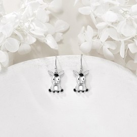 JERWLI Donkey Earrings Sterling Silver Donkey Dangle Drop Earrings Cute Donkey Jewelry Gifts for Women