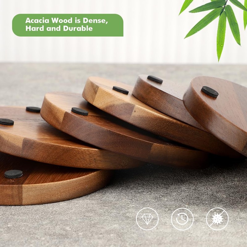 WLWNWFT Wood Cork Coasters for Drinks Absorbent with Holder, WLWNWFT