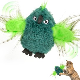 Flappy Bird Cat Toy for Kittens Under 6 Months and Indoor Cats – Touch Activated with Realistic Flapping Wings and Chirping – USB Rechargeable Hanging Flying Bird Cat Toy for Interactive Playtime