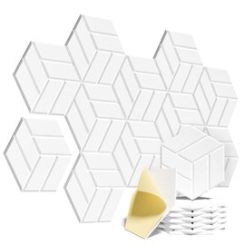 12 Pack Sound Proof Foam Panels, 12"X 12"X 0.4",Acoustic Panels Self-Adhesive,Soundproof Wall Panels High Density,Acoustic Panels Sound Absorbing for Wall Decoration and Acoustic Treatment-White-12p