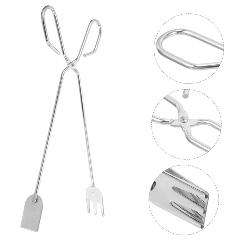 KOMBIUDA Camping Fireplace Tongs Heavy Duty Iron Fire Pit Tools