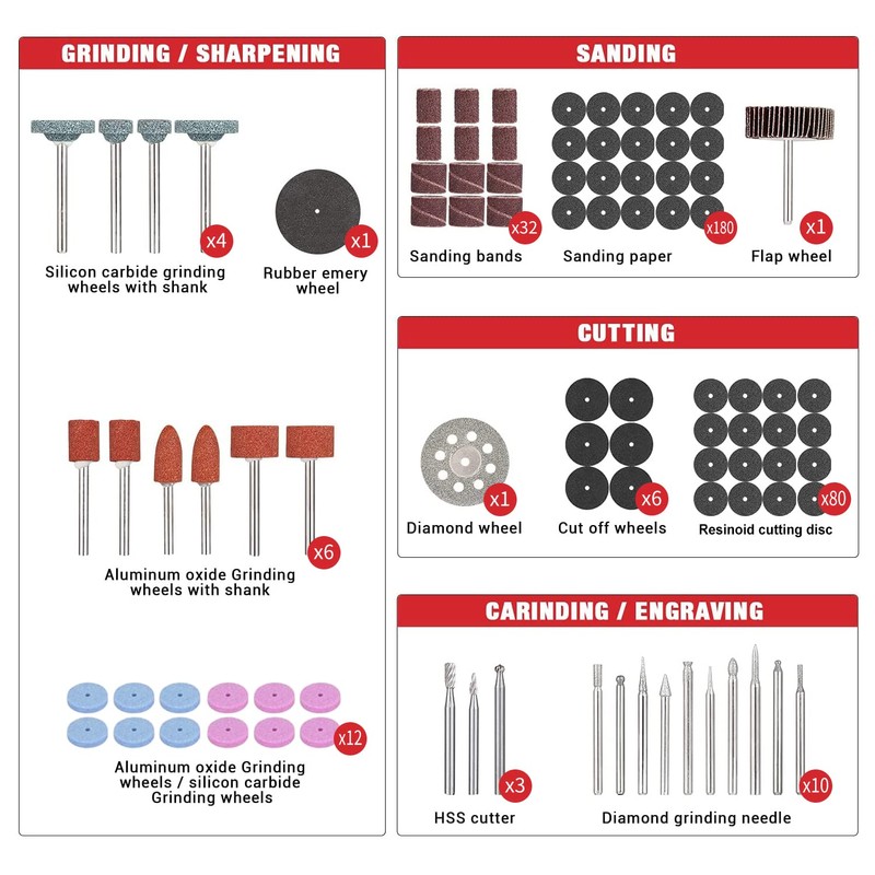 Werktough Rotary Tool Accessories Maxi Kit 372pcs All Round Versatile