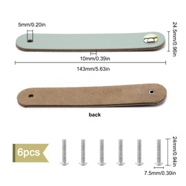 GORGECRAFT 6Pcs Leather Handles Vintage Cabinet Door Handle Azure ​Color Leather Drawer Pulls for Kitchen Bathroom Cabinets Cupboards Wardrobe Dresser, 143x25mm