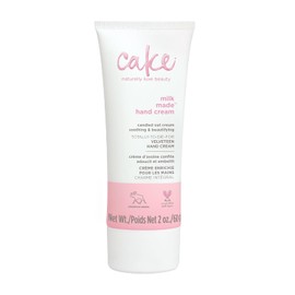 Cake Beauty - Crema de manos de terciopelo, hecha con leche, calmante y ligera, concentrado de extracto de avena, extracto de raíz de malvavisco y manteca de karité, crema de manos de tamaño de viaje,