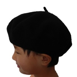 JOYHY Kids Girls Boys Solid Color Classic French Style Beret Beanie Hat Black