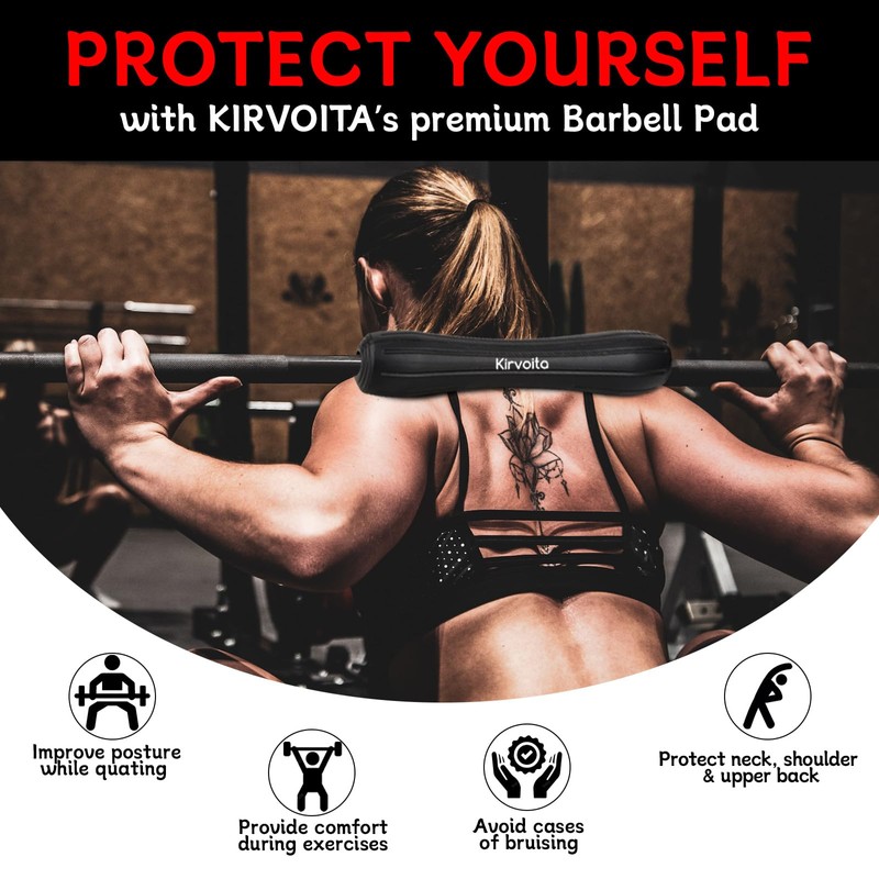 Rubber Barbell Pad, Squat Pad, Hip Thrust Pad, Easy to