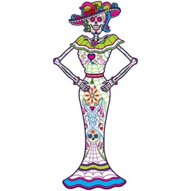 Beistle Jointed Day of The Dead Decorations Poseable Female Skeleton Cut Out for Dia De Los Muertos Party Supplies Celebrations, Celebrating with You Since 1900