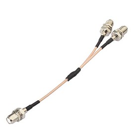 F Coaxial Splitter Cable, F-Type Cable (Female-Female) RG316 Cable, 5.9 inches (15 cm), Y-Type, 50 Ohm, Pack of 1