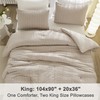Litanika King Size Comforter Set Khaki, 3 Pieces Lightweight Seersucker