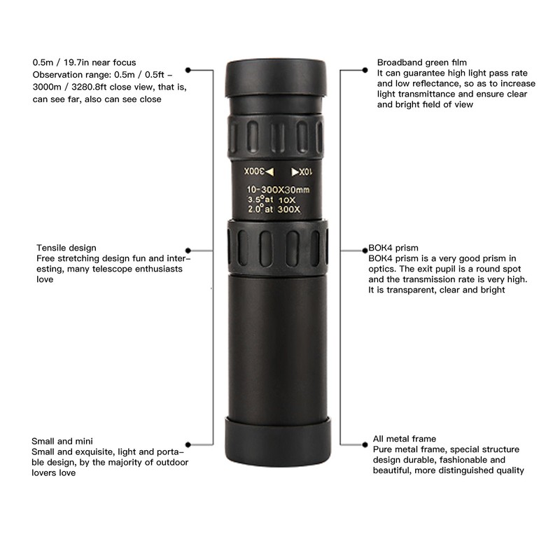 10300x30 Portable Monoculars Stretch Easily Waterproof Telescope Stable Imaging HD