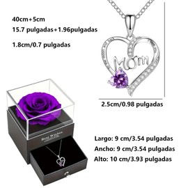 Regalos para Mujer Mama - Flores Rosa Eterna con Collar Para Mujeres, Regalo Romántico para Mujer en San Valentín, Día de la Madre, Aniversario o Cumpleaños (Púrpura)