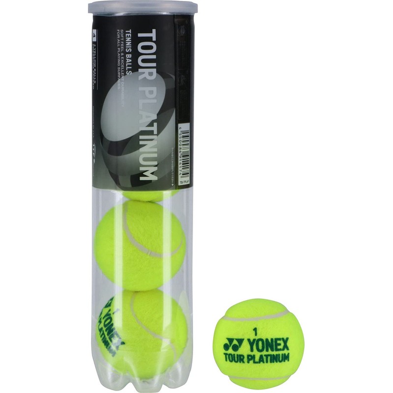 YONEX TB-TPL4 Tennis Balls, Tour Platinum, 4 Balls, 1 Can,