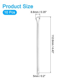 sourcing map 10Pcs 5mmx100mm 304 Stainless Steel Cotter Pin, Split Pin Fastener Clips Split Cotter for Household Appliances, Sports Equipment, Car Mechanics Repair (Silver)