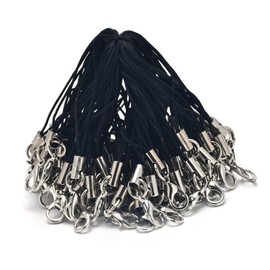 HappyHome 100pcs Straps Lobster Claw Clasps with Hooks Strap Cord Lobster Clasp Strap for Phone Decoration DIY Handmade Accessories (Black)