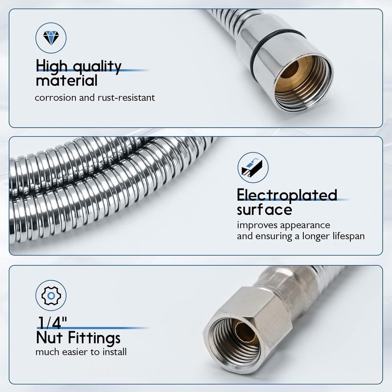 LukLoy 2 Pack Stainless Steel Shampoo Bowl Hose, 1/4" Thread