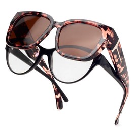 Face Shadow Polarized Sunglasses Fit Over Glasses, Trendy Square Sunglasses Over Glasses for Driving UV Protection Lightweight
