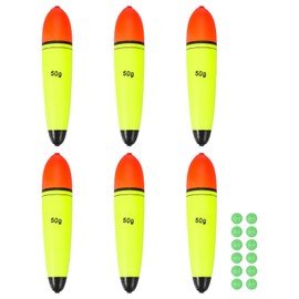 YELARXI Fishing Slip Bobbers, EVA Foam Bobbers Slip Floats with Fish Beads, 1.8 Oz Floatage Fit for Perch Carp Bass Fishing Corks Saltwater Freshwater (6 Pack, Red/Yellow)