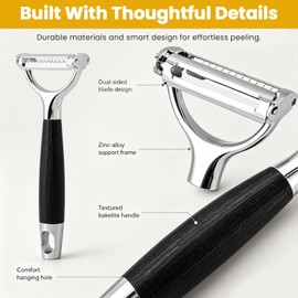 2 In 1 Julienne Peeler, Stainless Steel Vegetable Peeler with Dual-Sided Blade, Peeler and Julienne Shredder Tool with Ergonomic Handle, for Potato Carrot Cucumber Cabbage