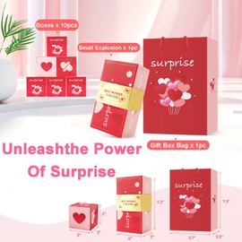 YTPAFK Money Gift Box, Explosion Gift Box, Surprise Gift Box, Explosion Box, Pop Up Money Gift Box, For Xmas, Birthday, Valentine's Day, Anniversary (Red Pink)