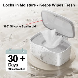 Wipes Dispenser with Weighted Plate, X2 PRO, Seposeve Perfect Pull Baby Wipe Holder, Refillable Wipe Container, Keeps Wipes Fresh, One-Handed Operation. Non-Slip, Easy Open/Close Wipes Case, Grey