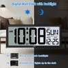 WallarGe Backlight Digital Wall Clock Battery Operated - with Temperature