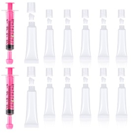 YBEATY 12 Pcs Empty Lip Gloss Tubes with 5ml Syringes Refillable Squeeze Lip Balm Containers Travel empty bottle Mini Cosmetic Soft Tubes for Women Girls DIY Gloss and Travel Toiletries