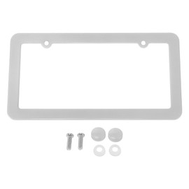 RATCHROLL License Plate Frame Stainless Steel Car License Plate Frame Bracket with Screws Caps 2 Hole Silver Tone Round Hole Wide Frame